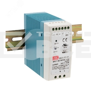 Блок питания AC-DC, 60Вт, на DIN рейку, вход 90-264В AC, 47-63Гц, 127-370В DC, выход 24В,2.5А, регулировка 24-30В, димминг 3 в 1, в кожухе