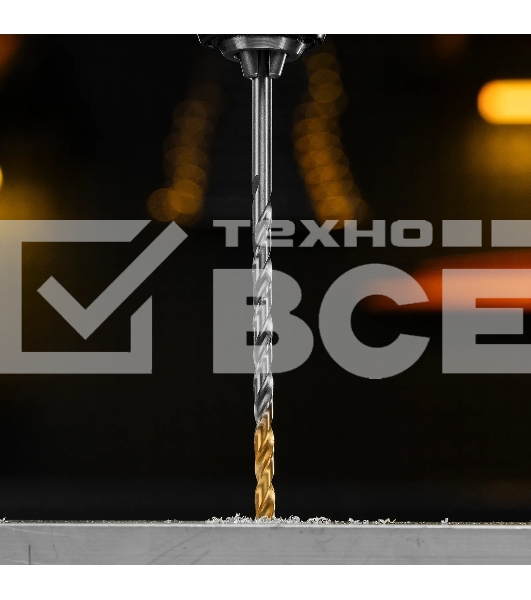 Сверло спиральное по металлу Denzel 5 х 132 мм, Р6М5, Golden Tip, удлиненное