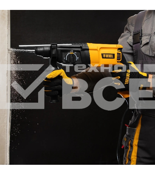 Перфоратор электрический Denzel RHH-800-26, SDS-plus, 800 Вт, 3 Дж, 3 плюс 1 реж.