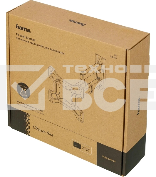 Кронштейн для телевизора Hama R1 118155 черный, 19'-48' макс. 25 кг, настенный, поворотно-выдвижной и наклонный