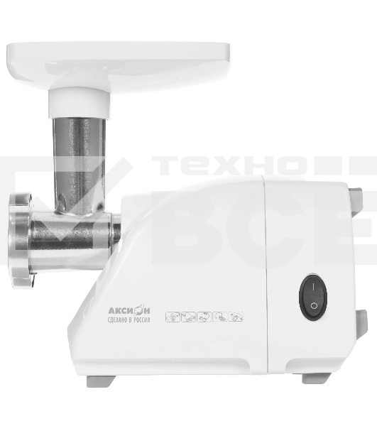 Мясорубка электрическая Аксион М14.03 белый, 600 Вт, 0.7 кг/мин, защита от перегрузки, насадки - 4