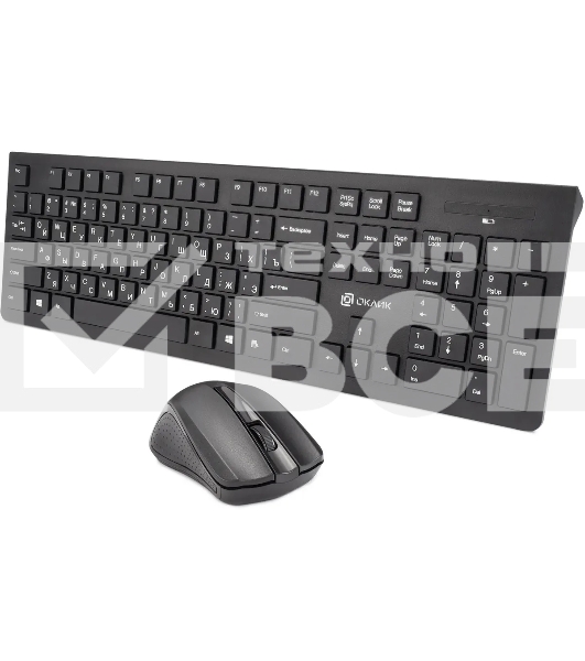 Комплект клавиатура+мышь Oklick 250M беспроводной, USB, 1000 DPI, чёрный