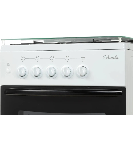 Плита газовая Лысьва ГП 400 МС СТ-2у белый, стеклянная крышка, конфорок 4 газовых, духовка 57 л, 50 см x 84 см x 60 см