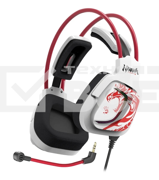 Наушники с микрофоном A4Tech Bloody G575 Naraka белый/красный 2м мониторные USB оголовье (G575 NARAKA)