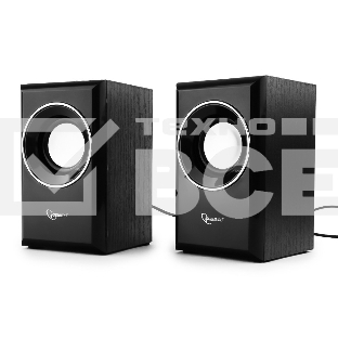 Колонки Gembird SPK-204, черный МДФ,2х3 Вт, регулятор громкости, USB