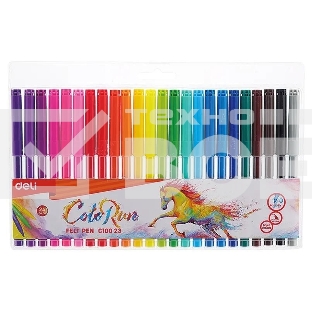 Фломастеры Deli EC10023 ColoRun Вентилируемый 24цв. пакет с европодвесом