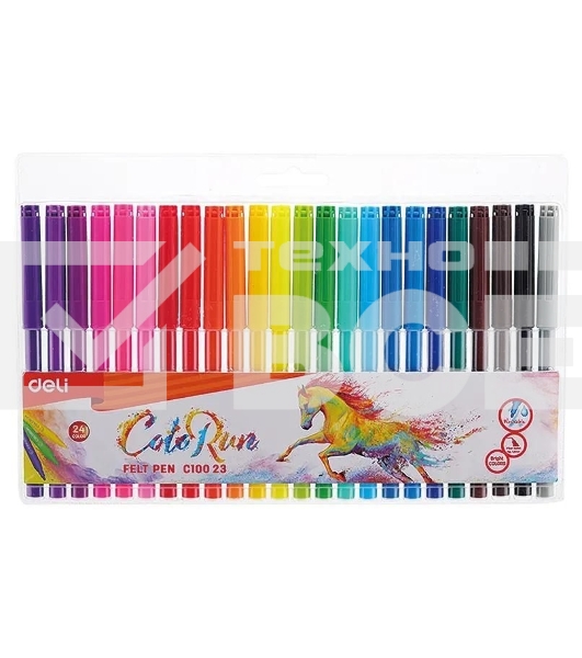 Фломастеры Deli EC10023 ColoRun Вентилируемый 24цв. пакет с европодвесом