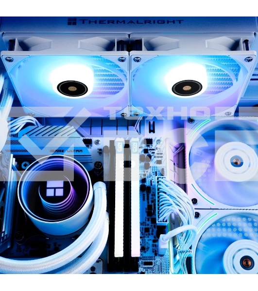 Водяное охлаждение для процессора Thermalright Frozen Notte 240 White ARGB V2 белый (240mm, ARGB/ Fans: 2x120mm, 72.37CFM, 27.7dBA, 2000RPM/ Pump height 54mm, 28dBA, 5300RPM, Rad thickness 27mm/ S: 1200, 1700, 1851, 2011, 2066, 115X, AM2, AM2+, AM3, AM3+,