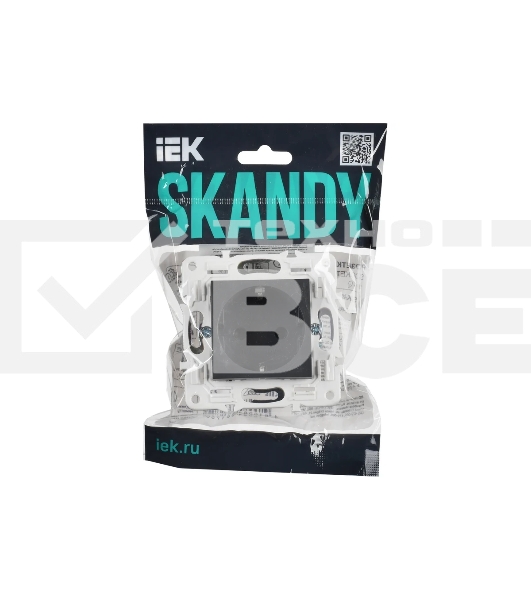 Розетка IEK SKANDY SK-R06G (SK-R14-16-1-K53) с заземлением, с защитными шторками, 16А безвинтовое крепление, графит