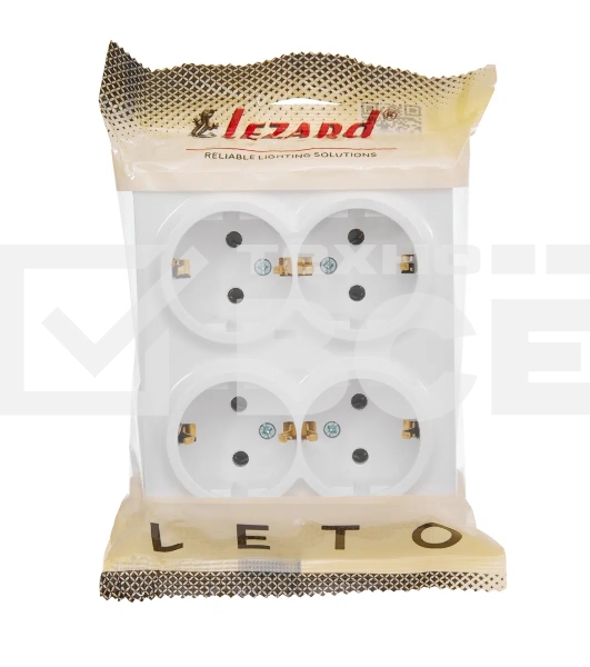 Розетка 4-мест. с заземл. LETO закрытый корпус ПБТ бел. LEZARD 752-0200-127BDP