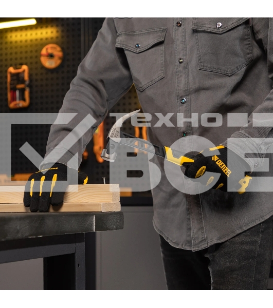 Молоток-гвоздодер Denzel 450 г, цельнокованый, боек с магнитом, двухкомп. обрезин. рук-ка