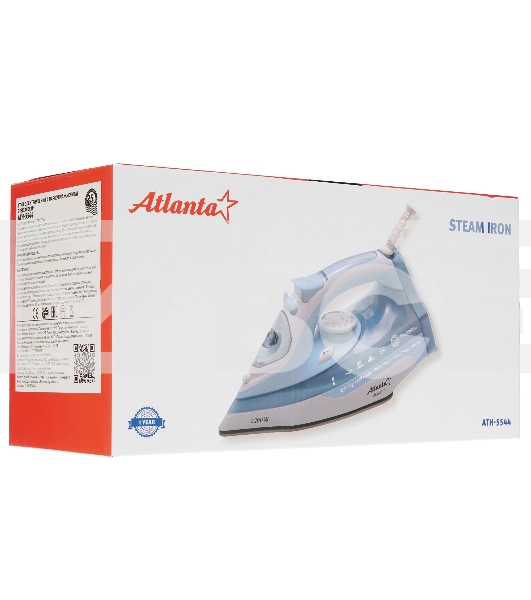 Утюг Atlanta ATH-5544 голубой/белый, 2200 Вт, 32 г/мин, 85 г/мин, 400 мл