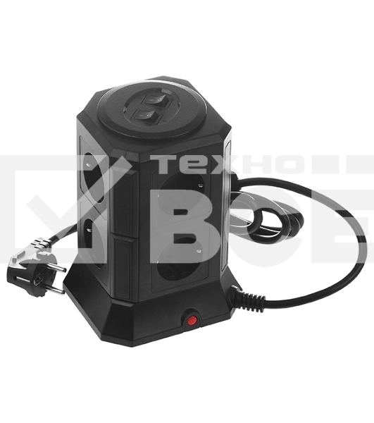 Сетевой фильтр Qumo Power Tower Pro 8SP4U (P-0002), 8 розеток, 2200 Вт, 10A, кабель 2м 3*1 мм чистая медь, пожаробезопасный пластик, евровилка, 4 USB порта 4.5A суммарно