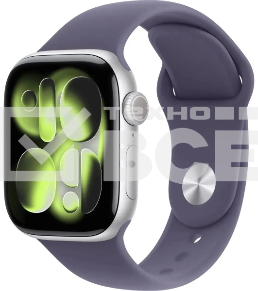 Умные часы Apple Watch Series 11 A3331 42мм OLED корп.серебристый Sport Band рем.фиолетовый разм.брасл.:S/M (MEU64LW/A)