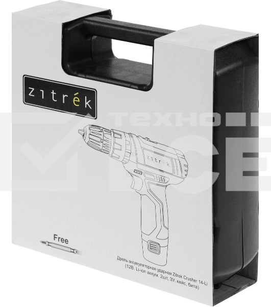 Дрель-шуруповерт аккумуляторная Zitrek Crusher 063-4054, Аккумуляторная, 12В, 2 АКБ, Ударная, Кейс