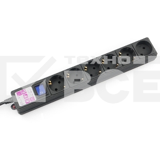 Сетевой фильтр PC черный 5м 6 р 16А_SPG6-B5M
