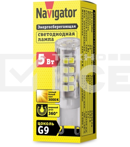 Лампа светодиодная Navigator 71 266 NLL-P-G9-5-230-3K 5 Вт капсульная 3000К тепл. бел. G9 400лм 230В
