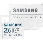 Флеш карта microSDXC 256Gb Samsung EVO Plus Class 10, A2, V30, UHS-I (U3), W 90 МБ/с, R 160 МБ/с, MB-MC256SA/KR адаптер на SD, фото 1