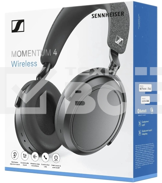 Наушники мониторные Sennheiser Momentum Wireless 4 2м черный беспроводные Bluetooth оголовье