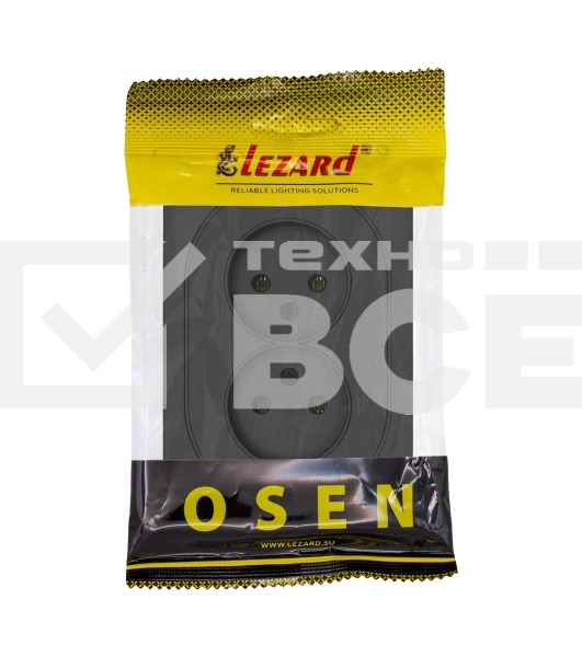 Розетка 2-м LEZARD СП OSEN без заземл. ПБТ, механизм, черный бархат 743-4200-128B