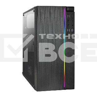 Корпус Minitower ExeGate mEVO-9301-NPX400 (mATX, БП 400NPX с вент. 12см, с окном, 2*USB+1*USB3.0, HD аудио, черный, с RGB подсветкой)