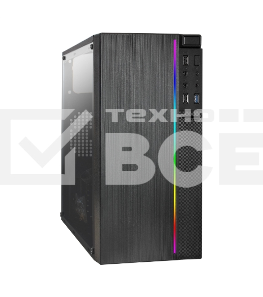 Корпус Minitower ExeGate mEVO-9301-NPX400 (mATX, БП 400NPX с вент. 12см, с окном, 2*USB+1*USB3.0, HD аудио, черный, с RGB подсветкой)
