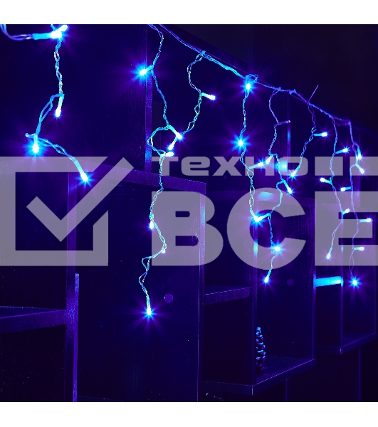 Бахрома светодиодная 1,8м 48 светодиодов Синий свет Провод прозрачный ULD-B1805-048/DTA BLUE IP20