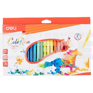 Фломастеры Deli EC10020 ColoRun Вентилируемый 24цв. коробка с европодвесом