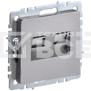 Розетка двойная RJ11+RJ45 IEK BRITE РК/Т12-БрС кат.5E сталь