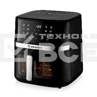 Аэрогриль BRAYER BR2038 чёрный, 1600 Вт, 7 л, упр. - сенсор, программ - 12
