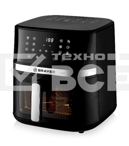 Аэрогриль BRAYER BR2038 чёрный, 1600 Вт, 7 л, упр. - сенсор, программ - 12