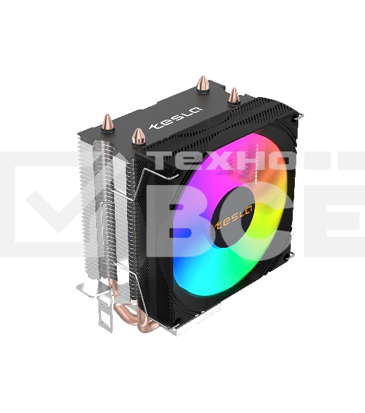 Кулер TESLA SHADOW 902 FRGB, 1х92мм, 2400rpm, 4-pin, Al+Cu, черный/FRGB, 52CFM, 23дБ, 2-PIPE, TDP 110Вт, INTEL 1700/1200/115x/775/1366, AMD AM5/AM4/AM3(+)/AM2(+)/FM2(+)/FM1/754/940/939 (TSL-902PWM-FRGB)