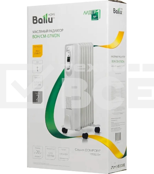 Обогреватель масляный Ballu Comfort BOH/CM-07WDN (7 секций) белый, 1500 Вт, 20 м2, термостат