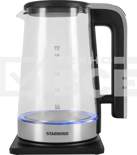 Чайник электрический Starwind SKG4043 2.2л. 1800Вт черный/серебристый корпус: стекло