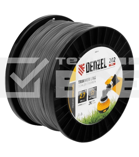 Леска для триммера Denzel круглая, 2,7 мм х 200 м, катушка