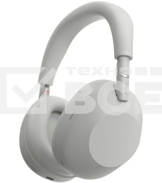 Беспроводные/проводные наушники Sony WH-1000XM6 серебро, полноразмерные, Bluetooth + проводной, адаптивное активное шумоподавление, до 40 ч