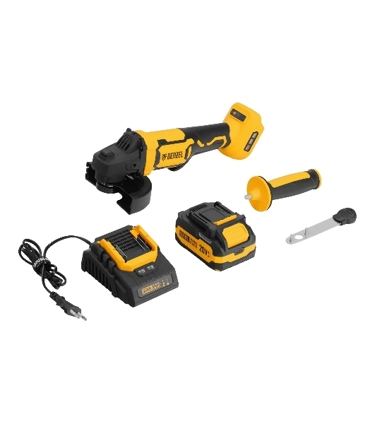 Машина шлифовальная угловая Denzel аккумуляторная бесщет. AGH-BL-20-125, Li-Ion, 20 В