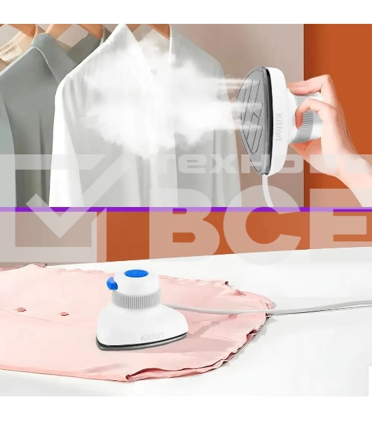 Отпариватель Kitfort КТ-9131-3 белый/синий, 800 Вт, 12 г/мин, 50 мл