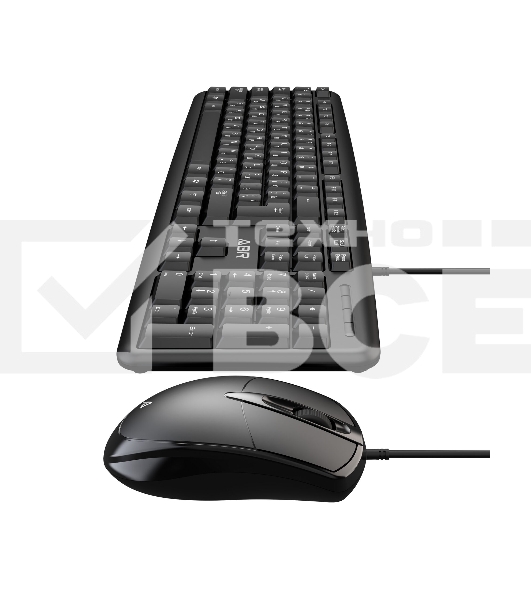 Клавиатура и мышь ABR KM600 черный, интерфейс USB, проводной, RU/EN