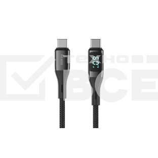 Кабель OLMIO GEEK, Type-C - Type-C, 60W, 1.2м, тканевая оплетка, LCD, черный