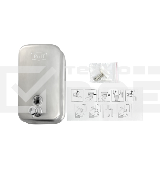 Дозатор для жидкого мыла из нерж. стали, матовый Puff-8615m, хром матовый, 1000 мл