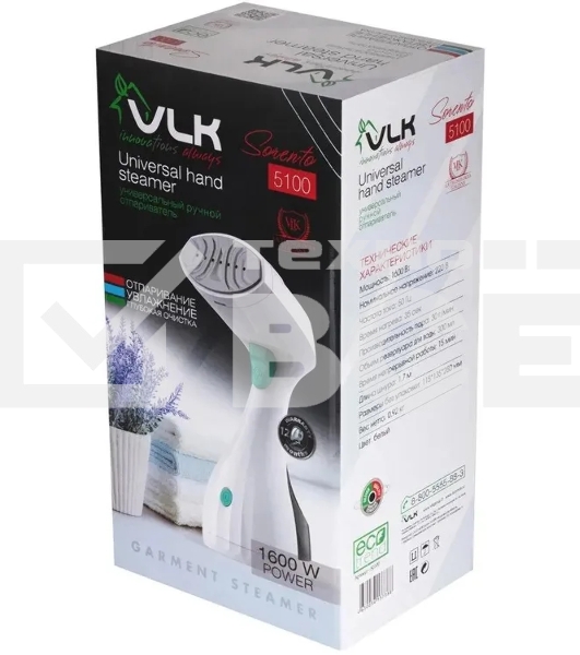 Отпариватель VLK Sorento 5100 белый, 1600 Вт, 30 г/мин, 300 мл