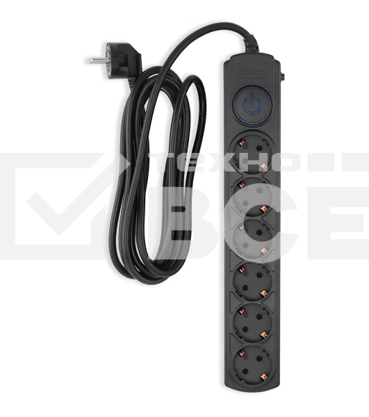 Сетевой фильтр Ippon BK-6-EU-3-16-B 3м (6 розеток) черный (коробка)