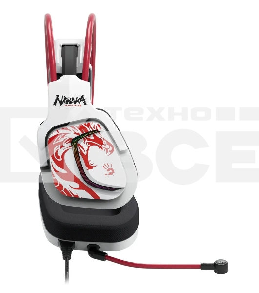 Наушники с микрофоном A4Tech Bloody G575 Naraka белый/красный 2м мониторные USB оголовье (G575 NARAKA)