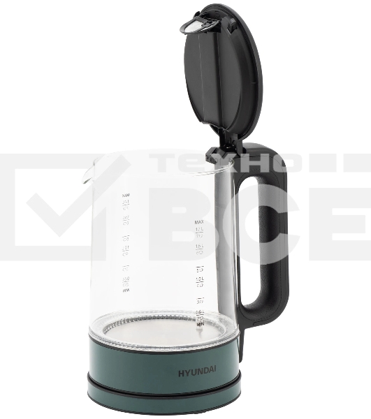 Чайник электрический Hyundai HYK-S4805 1.7л. 2200Вт темно-зеленый корпус: стекло/пластик