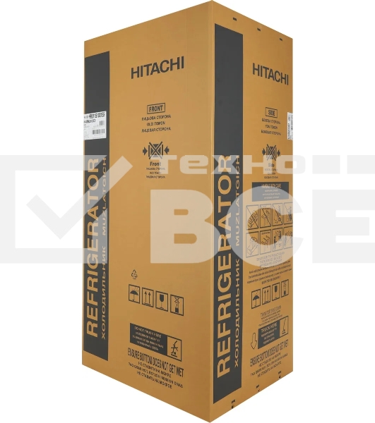 Холодильник Hitachi R-WB820VUC2 GBK черный трехкамерный 378/196л морозилка снизу, No Frost, Side by Side