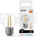 Лампа филам. Gauss Filament 12Вт цок.:E27 шар св.свеч.бел.теп. (упак.:10шт) (52212), фото 1