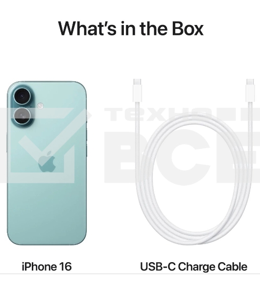 Смартфон Apple iPhone 16 A3287, 8/128Gb, бирюзовый