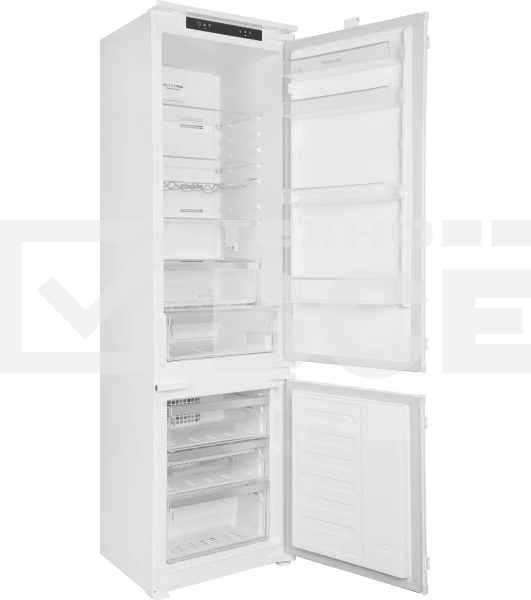 Встраиваемый холодильник Hotpoint HBT 20I белый двухкамерный 215/69л морозилка снизу