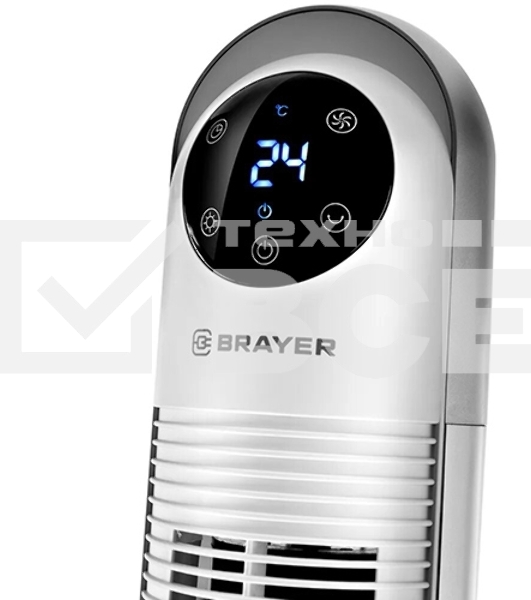 Вентилятор BRAYER BR4956, эл..упр.,пульт ДУ,вращение,мощ-ть 60Вт, LED дисплей,3 скор.Таймер
